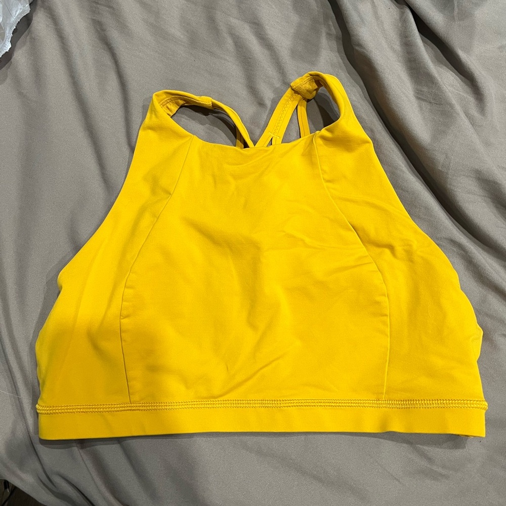 Lululemon high neck yellow sports bra size 10